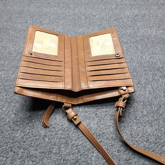 Lucky Brand Crossbody Wallet Womens Tan Genuine Leather Phone Adjustable Strap - Picture 6 of 8